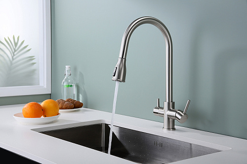 Смеситель для кухни Paulmark LANGE брашированная сталь La214212-BS Смеситель для кухни Paulmark LANGE брашированная сталь La214212-BS
