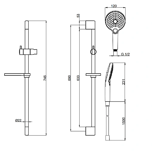 Душевой гарнитур AQUAme AQM8101CR Хром Душевой гарнитур AQUAme AQM8101CR Хром