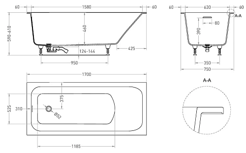 Ванна из искусственного камня Salini ORLANDA KIT 170х75 102127M S-Stone Ванна из искусственного камня Salini ORLANDA KIT 170х75 102127M S-Stone