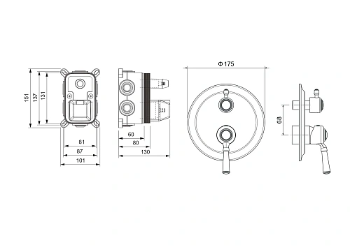 Смеситель для ванны Aquatek КЛАССИК AQ1547MB Черный матовый, встраиваемый Смеситель для ванны Aquatek КЛАССИК AQ1547MB Черный матовый, встраиваемый