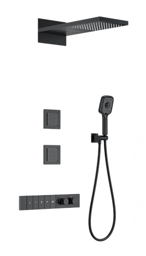 Душевая система Wonzon & Woghand с термостатом, встраиваемая, черный матовый (WW-D4538-A-MB) Душевая система Wonzon & Woghand с термостатом, встраиваемая, черный матовый (WW-D4538-A-MB)
