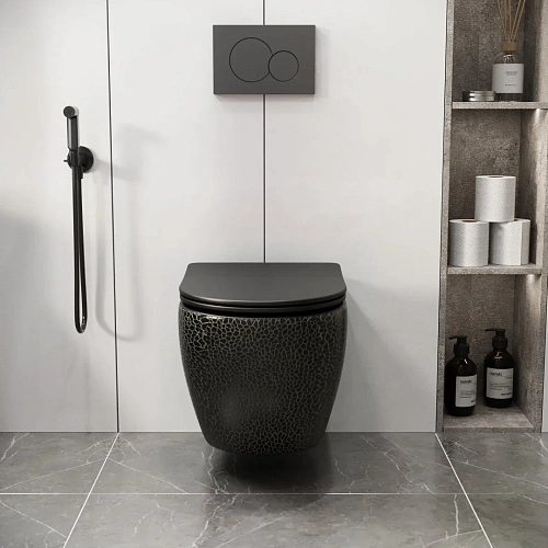 Унитаз подвесной GROSSMAN GR-4455BBLS 480x365x370 черный безободковый с тонкой крышкой Унитаз подвесной GROSSMAN GR-4455BBLS 480x365x370 черный безободковый с тонкой крышкой