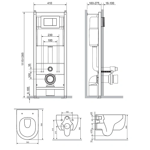 Комплект унитаза Damixa Scandinavian Pure DX36.IS10151.1701 с инсталляцией, сиденьем микролифт и кла Комплект унитаза Damixa Scandinavian Pure DX36.IS10151.1701 с инсталляцией, сиденьем микролифт и кла