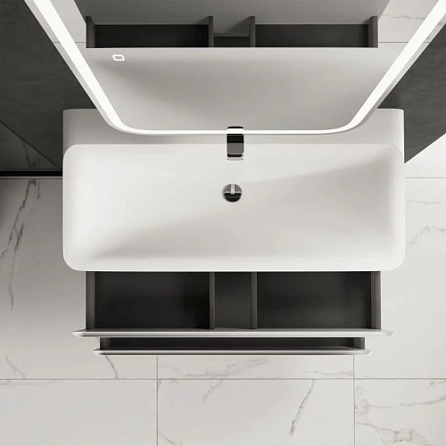 Тумба под раковину AQUAme AQM900410WH S4 подвесная 100 см белый глянец Тумба под раковину AQUAme AQM900410WH S4 подвесная 100 см белый глянец