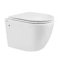 Унитаз подвесной ABBER Bequem AC1103 белый, безободковый с крышкой микролифт Унитаз подвесной ABBER Bequem AC1103 белый, безободковый с крышкой микролифт