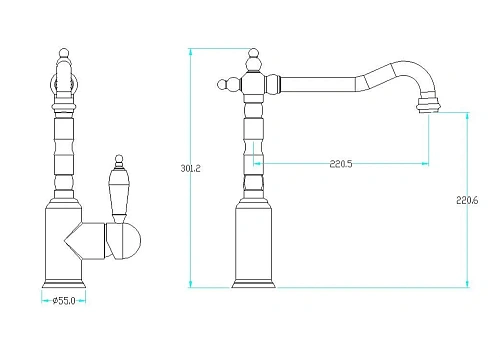 Смеситель для кухни Boheme TRADIZIONALE CHROMO 103-BSW с кристаллом BLACK Swarovski Смеситель для кухни Boheme TRADIZIONALE CHROMO 103-BSW с кристаллом BLACK Swarovski
