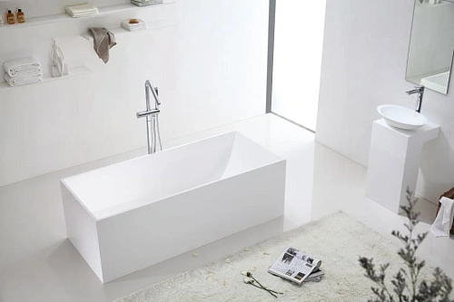 Ванна отдельностоящая ABBER AS9642-1.8 180x76 универсальная, белая матовая, искусственный камень Ванна отдельностоящая ABBER AS9642-1.8 180x76 универсальная, белая матовая, искусственный камень