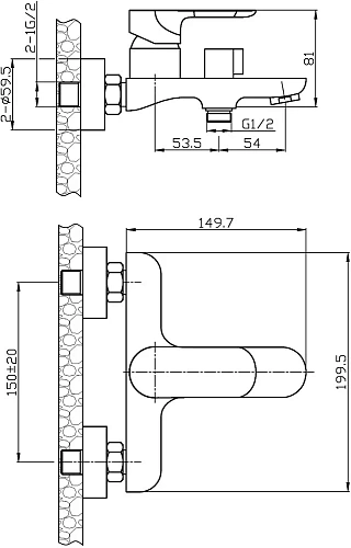 Смеситель для ванны STWORKI Ноттвиль NO-04cr 550570 Смеситель для ванны STWORKI Ноттвиль NO-04cr 550570