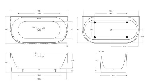 Акриловая ванна BelBagno BB713-1700-800 1700x800 Акриловая ванна BelBagno BB713-1700-800 1700x800