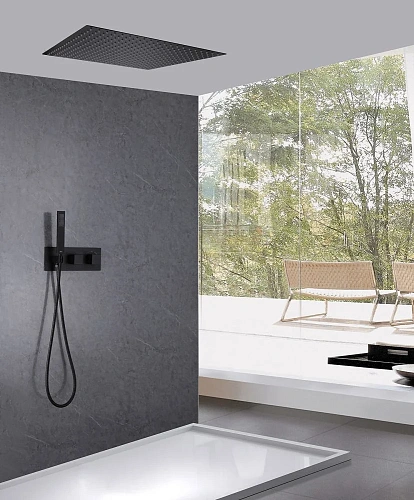 Душевая система ABBER Daheim AF8255B скрытого монтажа без излива, термостат, черная матовая Душевая система ABBER Daheim AF8255B скрытого монтажа без излива, термостат, черная матовая