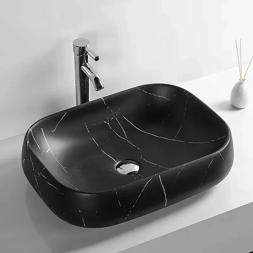 Раковина Ceruttispa CR0086 MMB1 565х400х145 накладная, мрамор матовый черный, прямоугольная Раковина Ceruttispa CR0086 MMB1 565х400х145 накладная, мрамор матовый черный, прямоугольная