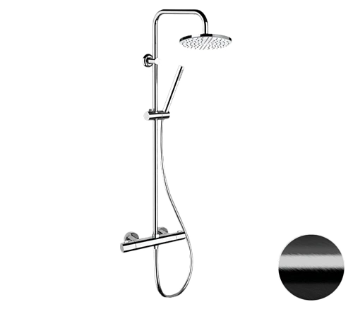 Душевая система Remer Elegance EQ32X7MMM30CFP термостатическая, черный брашированный хром Душевая система Remer Elegance EQ32X7MMM30CFP термостатическая, черный брашированный хром