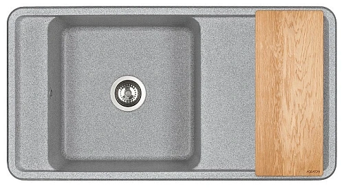 Кухонная мойка Aquaton Беллис 97 1A725132BS230 из литого мрамора, серый Кухонная мойка Aquaton Беллис 97 1A725132BS230 из литого мрамора, серый