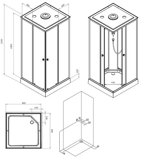 Душевая кабина AM.PM X-Joy W94C-403-090MT 90x90, профиль хром матовый, стекло прозрачное Душевая кабина AM.PM X-Joy W94C-403-090MT 90x90, профиль хром матовый, стекло прозрачное