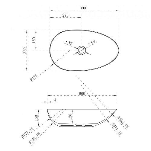 Раковина ABBER Stein AS2615 накладная, белая матовая Раковина ABBER Stein AS2615 накладная, белая матовая