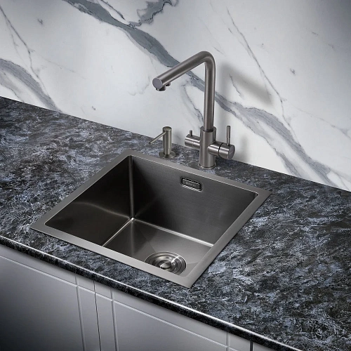 Кухонная мойка Milacio Denia 44 Steel (MC.77439) сталь воронёная Кухонная мойка Milacio Denia 44 Steel (MC.77439) сталь воронёная