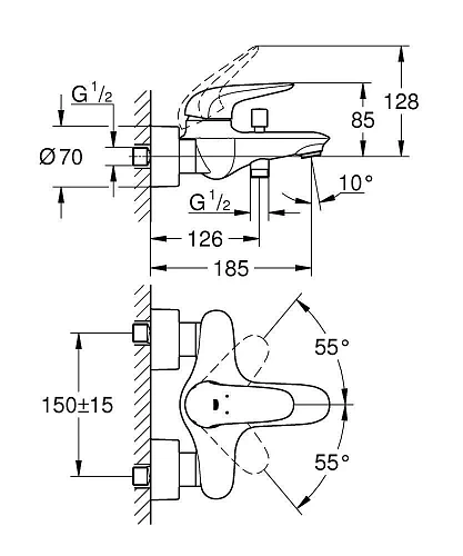 Смеситель для ванны GROHE Eurostyle, хром (23726003) Смеситель для ванны GROHE Eurostyle, хром (23726003)