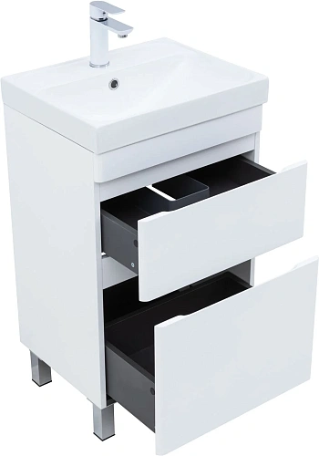 Тумба под раковину Aquanet Слим 50 00346041 напольная, белый сатин Тумба под раковину Aquanet Слим 50 00346041 напольная, белый сатин