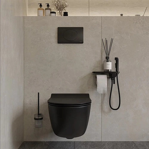 Унитаз подвесной STWORKI Ноттвиль SETK3104-2616 безободковый, с сиденьем микролифт, черный 573187 Унитаз подвесной STWORKI Ноттвиль SETK3104-2616 безободковый, с сиденьем микролифт, черный 573187