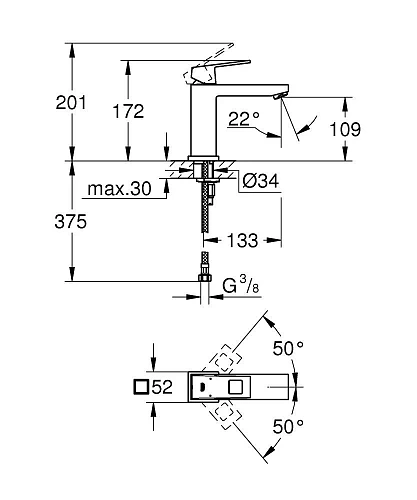 Смеситель для раковины GROHE Eurocube со средним изливом, хром (23446000) Смеситель для раковины GROHE Eurocube со средним изливом, хром (23446000)