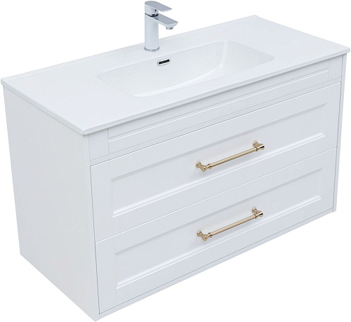 Тумба под раковину Aquanet Бостон new 100 00347183 белый сатин ручки золото Тумба под раковину Aquanet Бостон new 100 00347183 белый сатин ручки золото