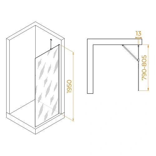 Душевая перегородка RGW Walk In WA-110 800 мм 351011008-11 хром, Easy Clean Душевая перегородка RGW Walk In WA-110 800 мм 351011008-11 хром, Easy Clean