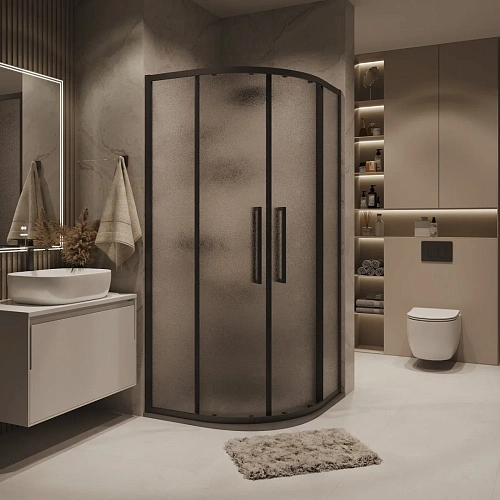 Душевой уголок GROSSMAN Cosmo 300.K33.02.9090.21.02 (90x90x195) квадрат,раздвижн,черн. матов,стекло шиншилла Душевой уголок GROSSMAN Cosmo 300.K33.02.9090.21.02 (90x90x195) квадрат,раздвижн,черн. матов,стекло шиншилла