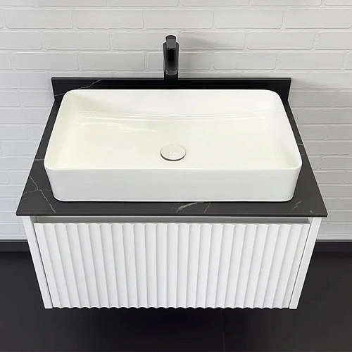 Тумба с раковиной Comforty Марсель-75 00-00013396 белый матовый со столешницей под мрамор Калакатта Блэк c раковиной Comforty 78189 Тумба с раковиной Comforty Марсель-75 00-00013396 белый матовый со столешницей под мрамор Калакатта Блэк c раковиной Comforty 78189