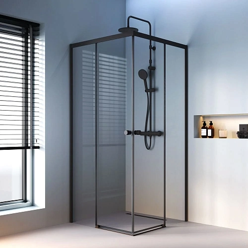 Душевой уголок AM.PM X-Joy W94G-403-9090-BТ Slide 90х90, черный, стекло прозрачное Душевой уголок AM.PM X-Joy W94G-403-9090-BТ Slide 90х90, черный, стекло прозрачное