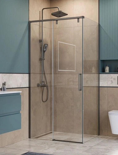 Душевой уголок BelBagno SOFT_CLOSE-1-AH-1-100/80-C-GM 100x80 см, профиль оружейная сталь, стекло прозрачное Душевой уголок BelBagno SOFT_CLOSE-1-AH-1-100/80-C-GM 100x80 см, профиль оружейная сталь, стекло прозрачное