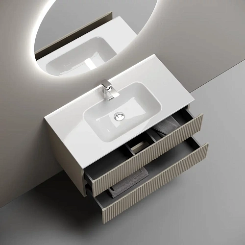 Тумба под раковину Sancos Snob R SNR90CE 890х445х500 Beige Soft, подвесная Тумба под раковину Sancos Snob R SNR90CE 890х445х500 Beige Soft, подвесная