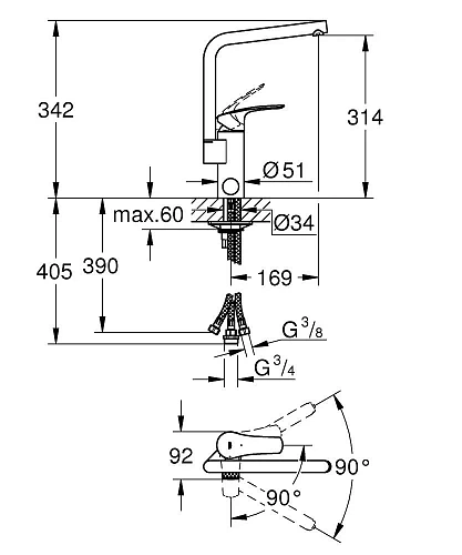 Смеситель для кухни GROHE Eurosmart (31787001) Смеситель для кухни GROHE Eurosmart (31787001)