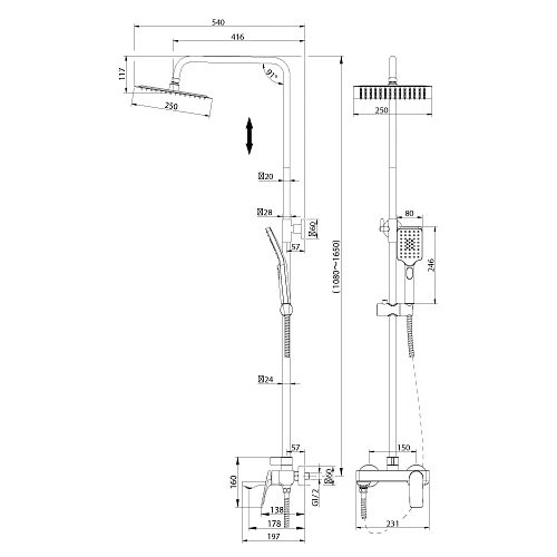 Душевая система GROSSMAN Cosmo 500.K35.02.100 хром глянцевый Душевая система GROSSMAN Cosmo 500.K35.02.100 хром глянцевый