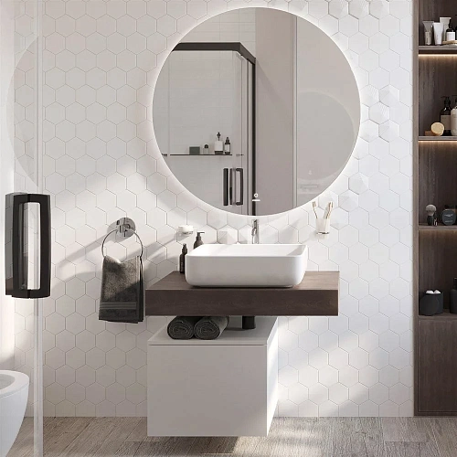 Комплект мебели STWORKI Ольборг 80 столешница дуб карпентер, без отверстий, с тумбой 50, с раковиной 489280 Комплект мебели STWORKI Ольборг 80 столешница дуб карпентер, без отверстий, с тумбой 50, с раковиной 489280