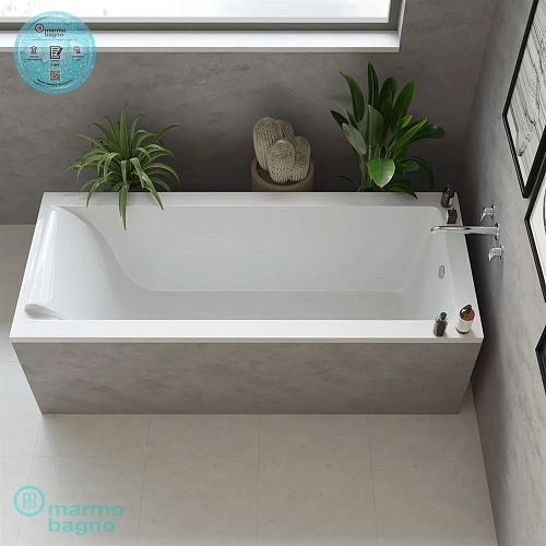 Ванна из искусственного камня Marmo Bagno Ницца 180x80 с подголовником MB-NP180-80 Ванна из искусственного камня Marmo Bagno Ницца 180x80 с подголовником MB-NP180-80