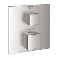 Смеситель для душа Grohtherm Cube, квадратная розетка, суперсталь (24154DC0) термостат Смеситель для душа Grohtherm Cube, квадратная розетка, суперсталь (24154DC0) термостат