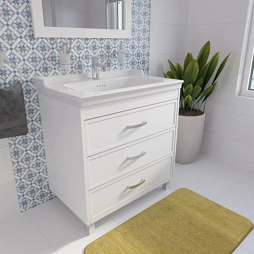 Тумба с раковиной STWORKI Хальмстад 80 белая 505658 Тумба с раковиной STWORKI Хальмстад 80 белая 505658