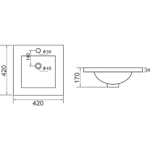 Раковина Orange B03-410w встраиваемая, белый Раковина Orange B03-410w встраиваемая, белый
