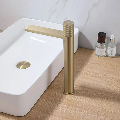 Смеситель для раковины ABBER Rund AF8711G золото матовое Смеситель для раковины ABBER Rund AF8711G золото матовое