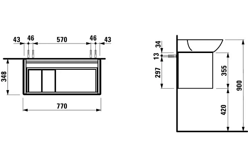 Тумба под раковину Laufen Ino 2540.1 (770х350х355 мм, 4.2540.1.030.170.1) Тумба под раковину Laufen Ino 2540.1 (770х350х355 мм, 4.2540.1.030.170.1)