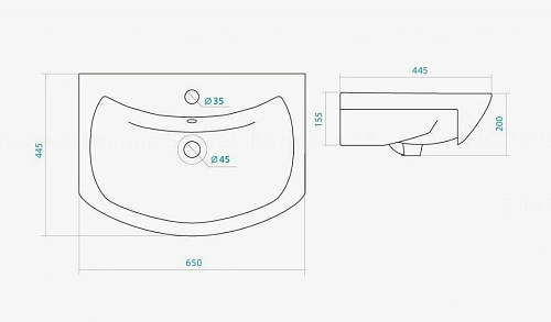 Раковина Santek Балтика 65 см 1.WH20.7.775 Раковина Santek Балтика 65 см 1.WH20.7.775