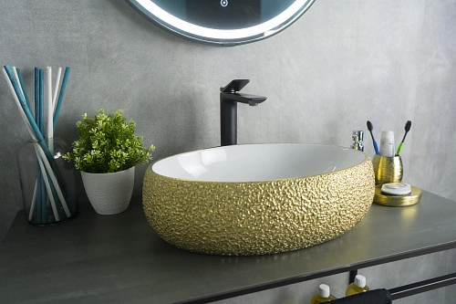 Раковина Gid Nc433 52219 накладная белая / золото 48x34x15 Раковина Gid Nc433 52219 накладная белая / золото 48x34x15