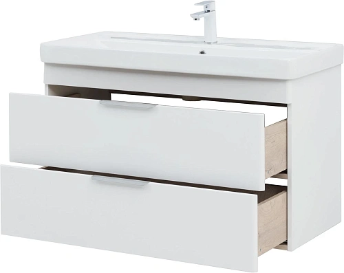 Тумба под раковину Aquanet Ирис New 100 белый глянец 00339280 подвесная Тумба под раковину Aquanet Ирис New 100 белый глянец 00339280 подвесная