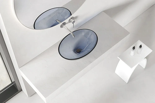 Раковина ABBER Kristall AT2802Saphir накладная, прозрачная, синяя Раковина ABBER Kristall AT2802Saphir накладная, прозрачная, синяя