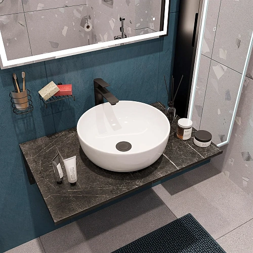 Комплект мебели DIWO Элиста 80 чёрный мрамор, с раковиной Moduo 40 RING 555116 Комплект мебели DIWO Элиста 80 чёрный мрамор, с раковиной Moduo 40 RING 555116