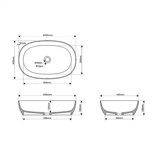 Раковина ABBER Stein AS2633 накладная белая матовая Раковина ABBER Stein AS2633 накладная белая матовая