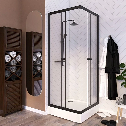 Душевой уголок Radomir Берген SQ 90х90 1-09-6-0-0-3470 квадратный, стекла прозрачные, профиль черный Душевой уголок Radomir Берген SQ 90х90 1-09-6-0-0-3470 квадратный, стекла прозрачные, профиль черный