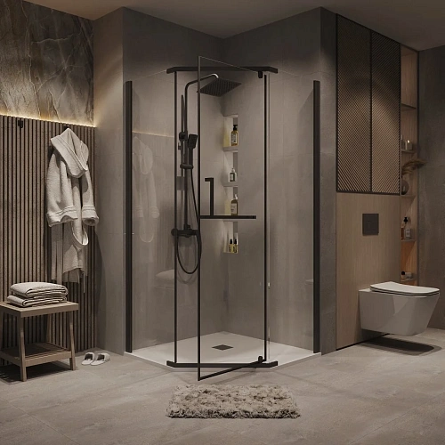 Душевой уголок GROSSMAN Pragma 302.K33.03.1010.21.00 (100x100x195) трапеция,распашн,черн.матов,стекло прозрач Душевой уголок GROSSMAN Pragma 302.K33.03.1010.21.00 (100x100x195) трапеция,распашн,черн.матов,стекло прозрач