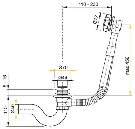 Слив-перелив Jacob Delafon E70174-CP полуавтомат Слив-перелив Jacob Delafon E70174-CP полуавтомат