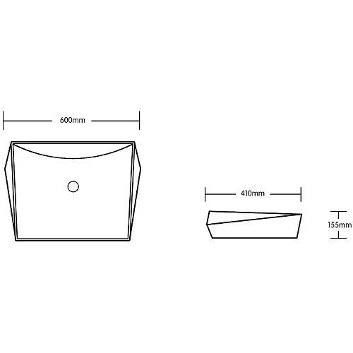 Раковина Ceruttispa CR7065 600х410х155 накладная, белая, асимметричная Раковина Ceruttispa CR7065 600х410х155 накладная, белая, асимметричная